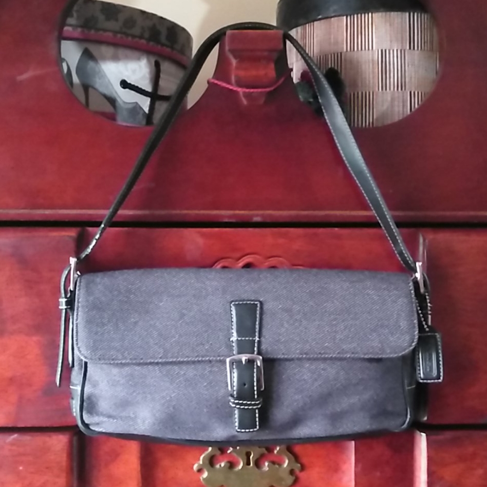 Vintage Coach dark denim and leather purse *rare*